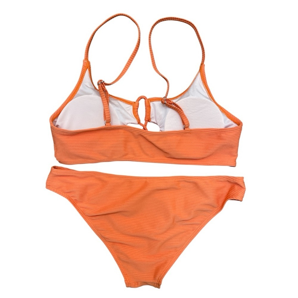 Cupshe Ribbed Orange Bikini Set Cutout Detail Size L NWT - Picture 2 of 3